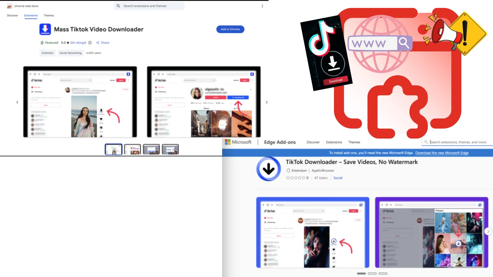 12 Browser Extensions Mimic as TikTok Video Downloaders Compromised 130k Users