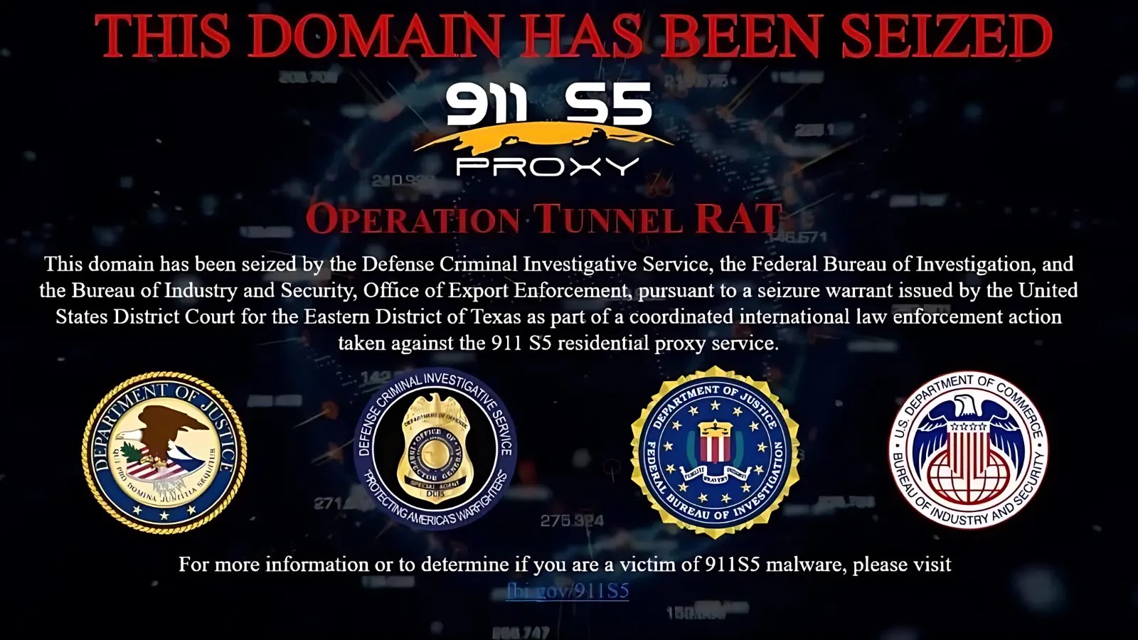 911 S5 Botnet with 19 Million IP Addresses Dismantled & Admin Arrested