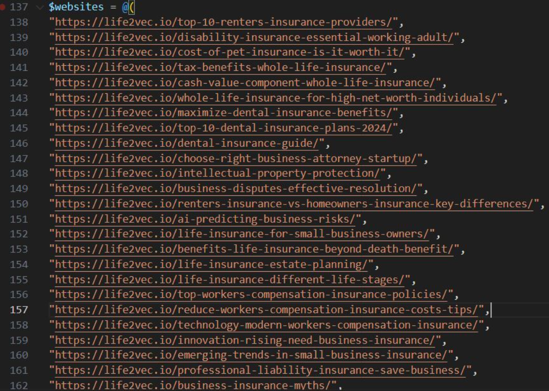 Snippet of the URLs embedded in the script (Source - eSentire)