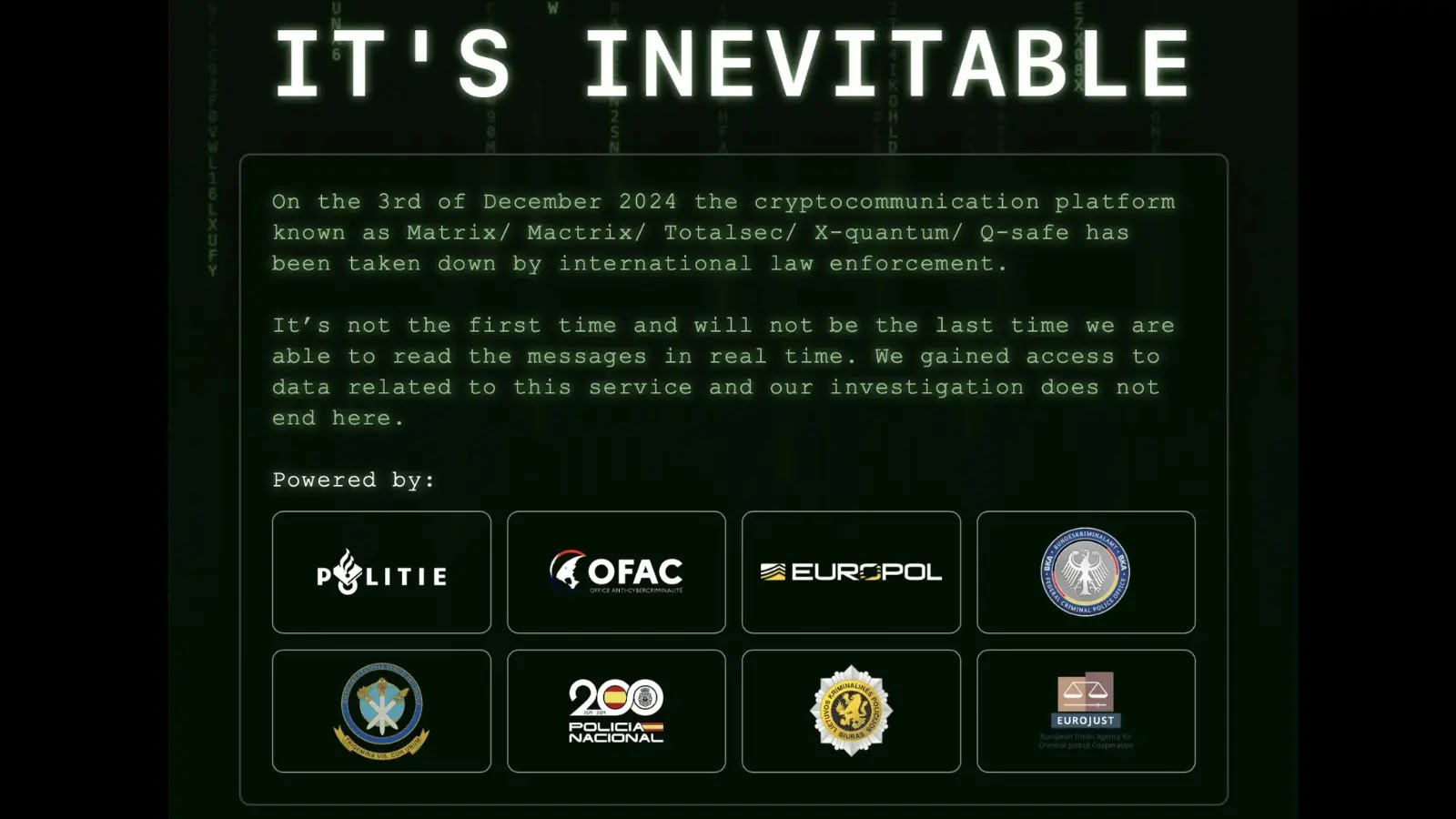 Authorities Dismantle MATRIX Secret Chat Service Used by Cybercriminals