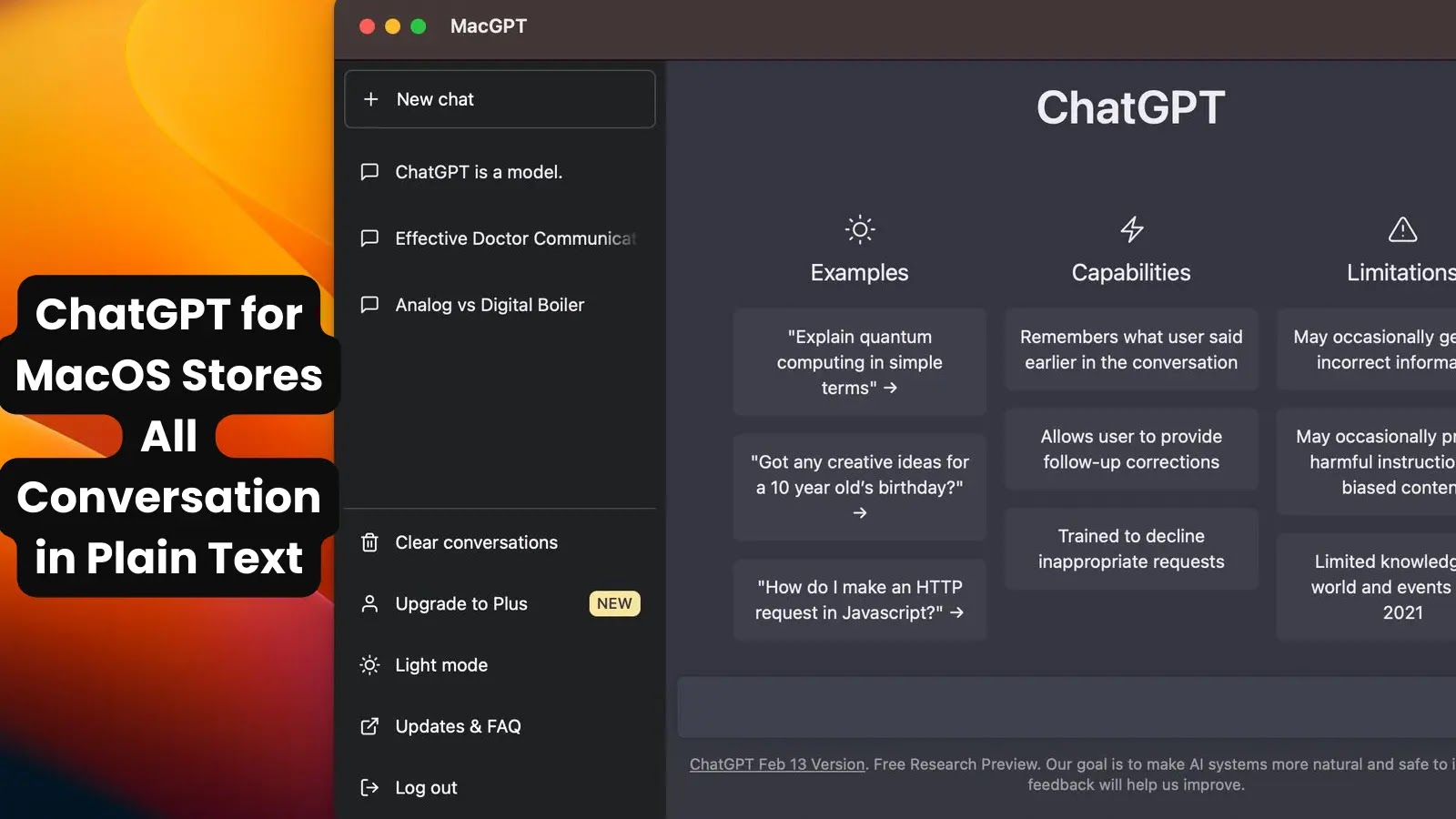 ChatGPT for MacOS Store All The Conversation in Plain Text