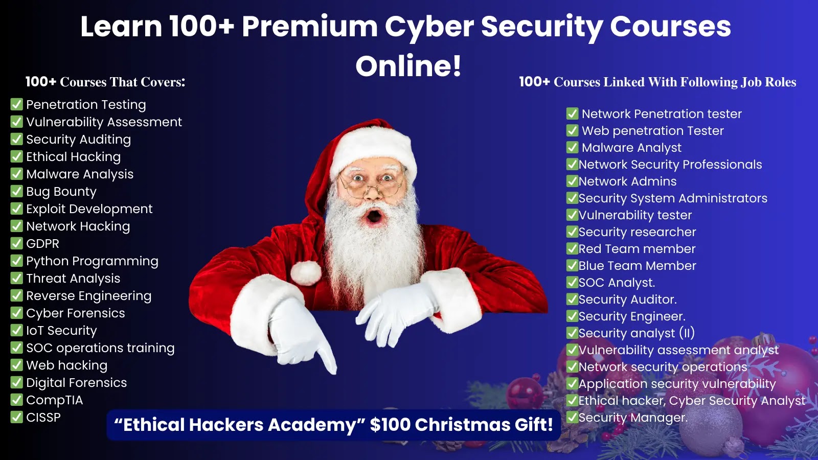 Learn 100+ Premium Cyber Security Courses Online with $100 Christmas Gift!