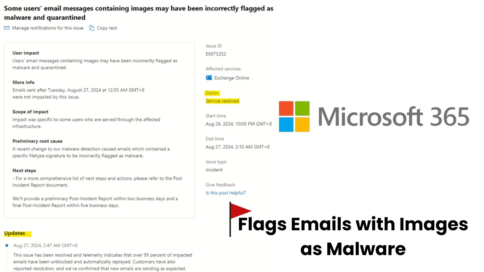 Microsoft 365 Flags Users Email Messages Having Images Flagged as Malware
