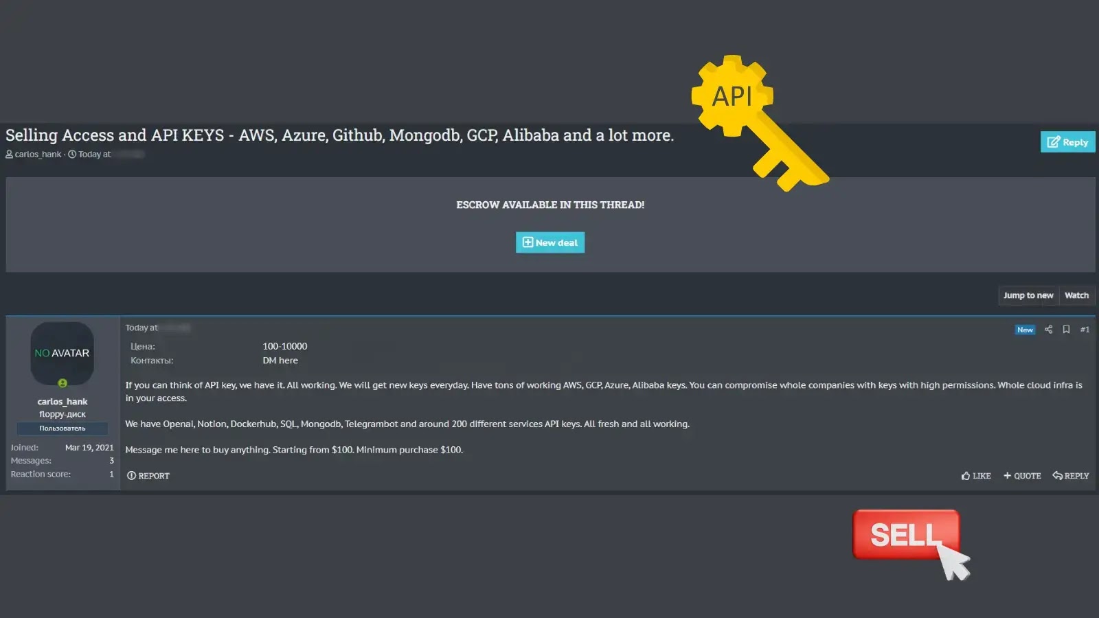 Threat Actor Claiming Access to AWS, Azure, MongoDB & Github API Keys