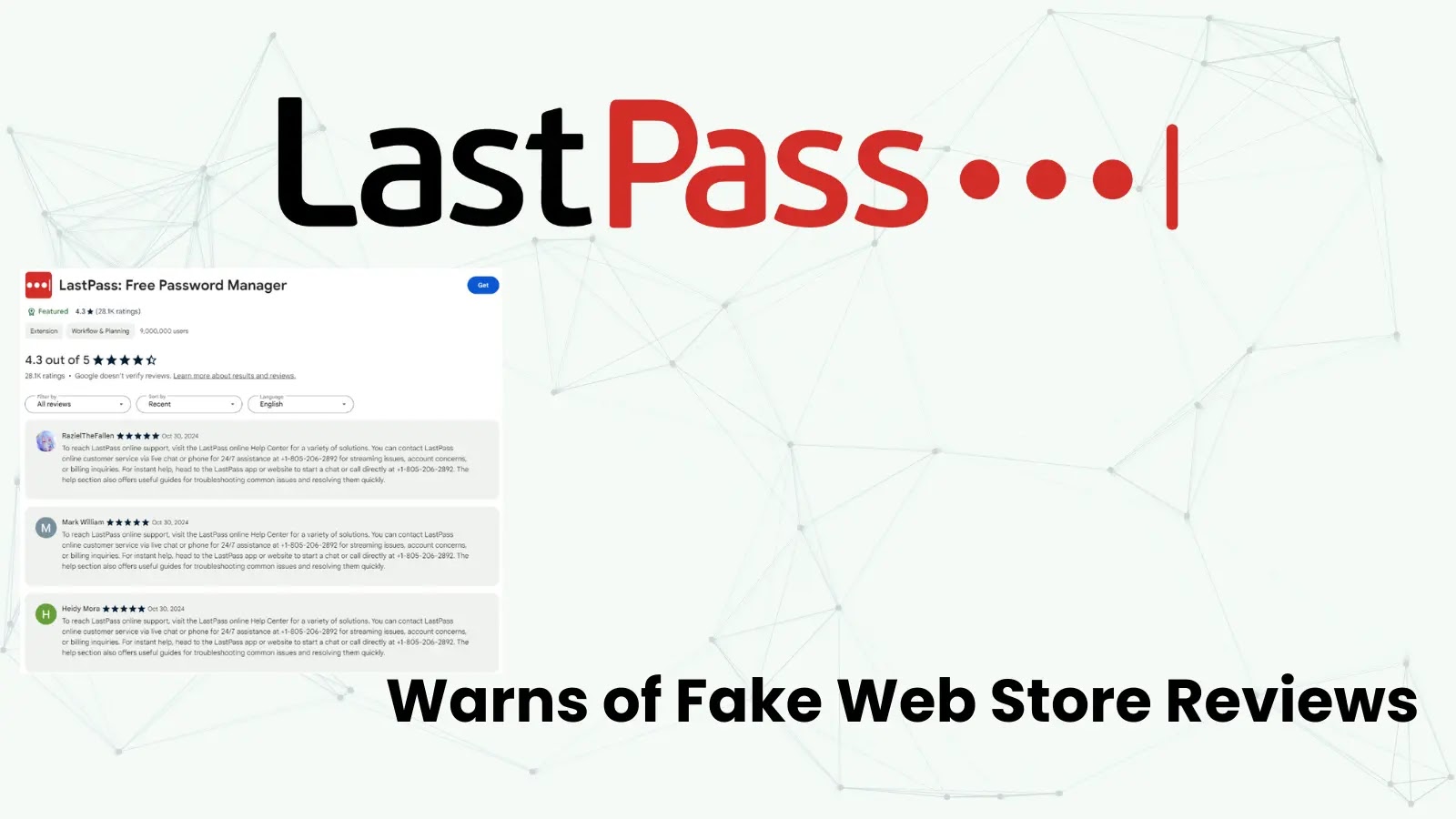 LastPass Warns of Hackers Misusing Reviews for Fake Support Numbers