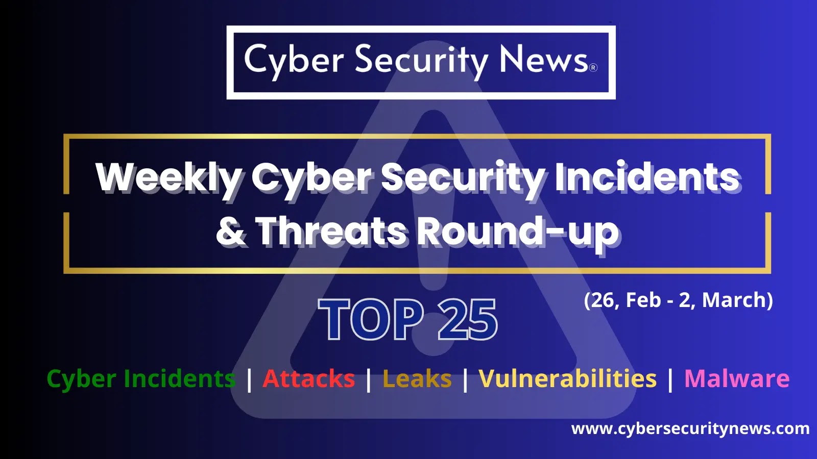 Weekly Cyber Security News Letter & Threats Roundup – Top 25 Cyber Incidents