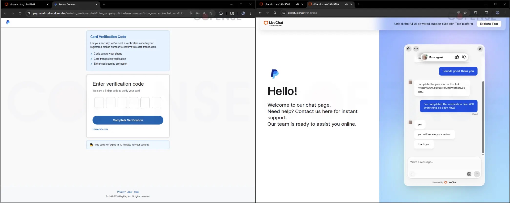 CC MFA and Confirmation Message (Source - Cofense)