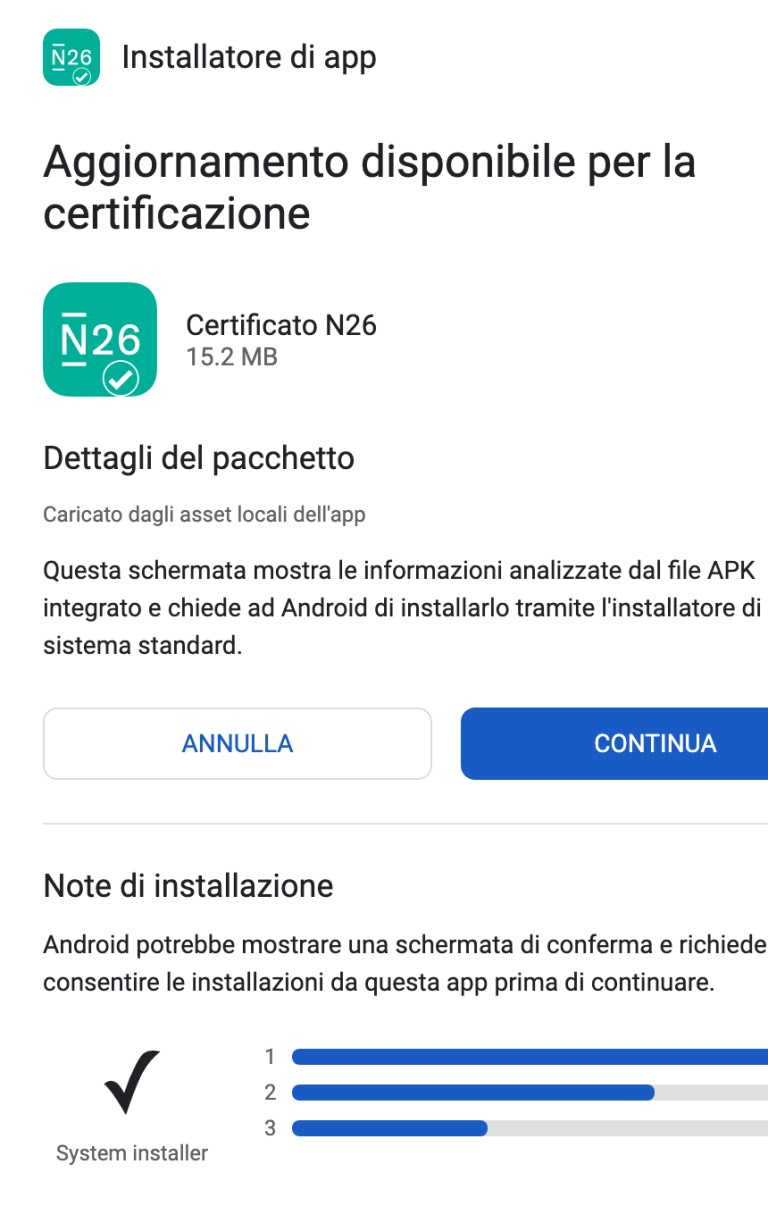 Certificato N26 (Source - d3 Lab)