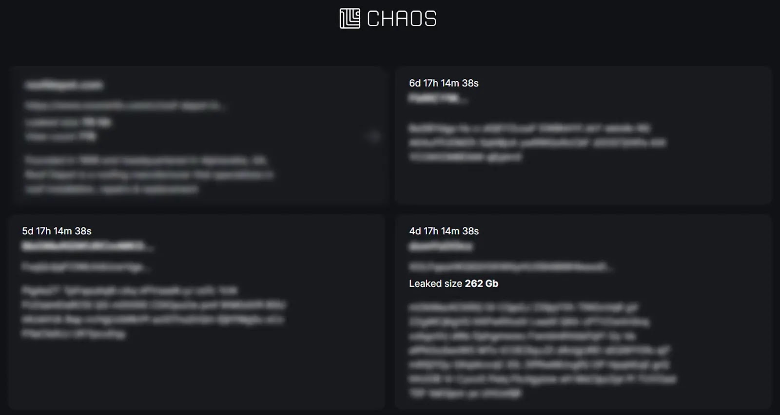 Chaos ransomware leak site (Source - Cisco Talos)