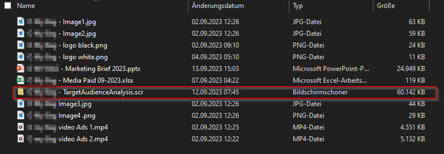 Contents of the ZIP Bilder downloaded from the link in the message.