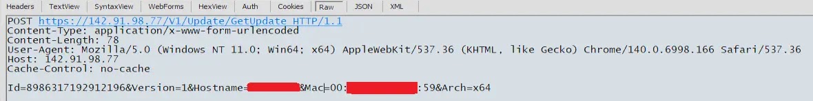 Download request issued by the downloader (Source - Welivesecurity)