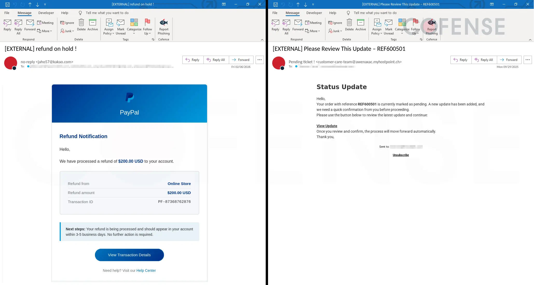 Email 1 and Email 2 Body (Source - Cofense)