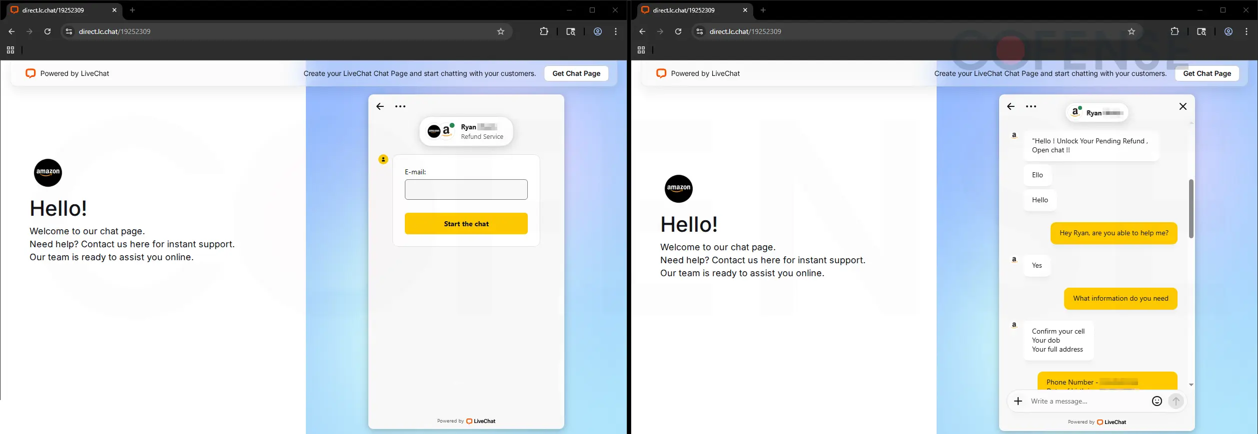 Email 2 - LiveChat Prompt (Source - Cofense)