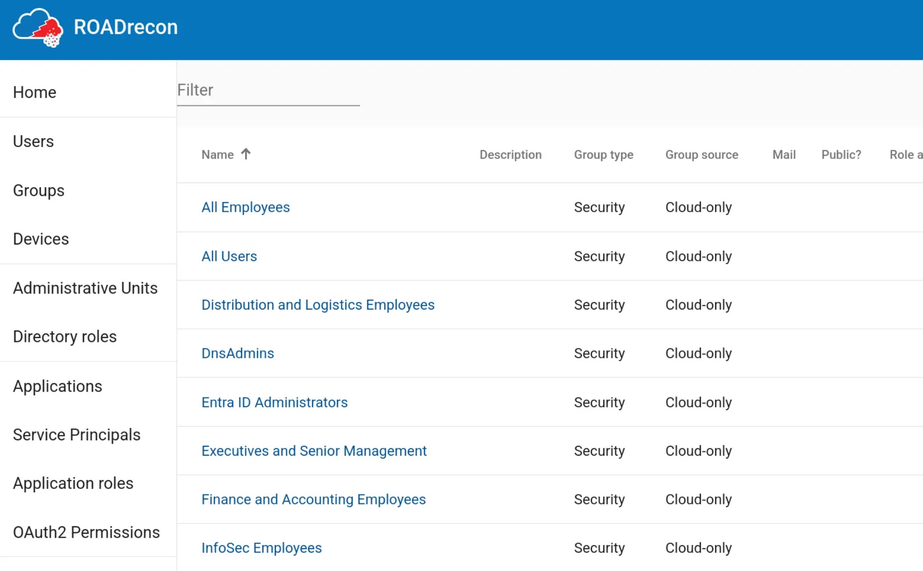 Entra ID Groups in the ROADtools web interface (Source - Unit42)