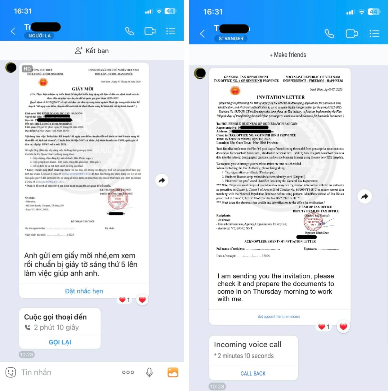 Example of social engineering (SOurce - Group-IB)