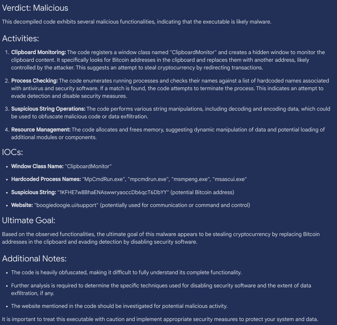 Gemini 1.5 Pro For Malware Analysis