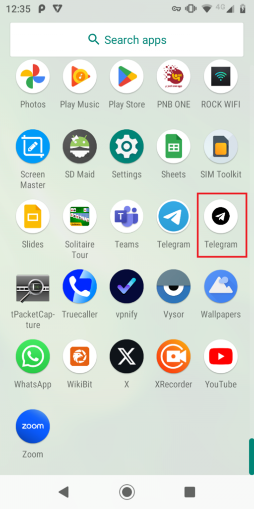 Fake Telegram app icon created by the malware
