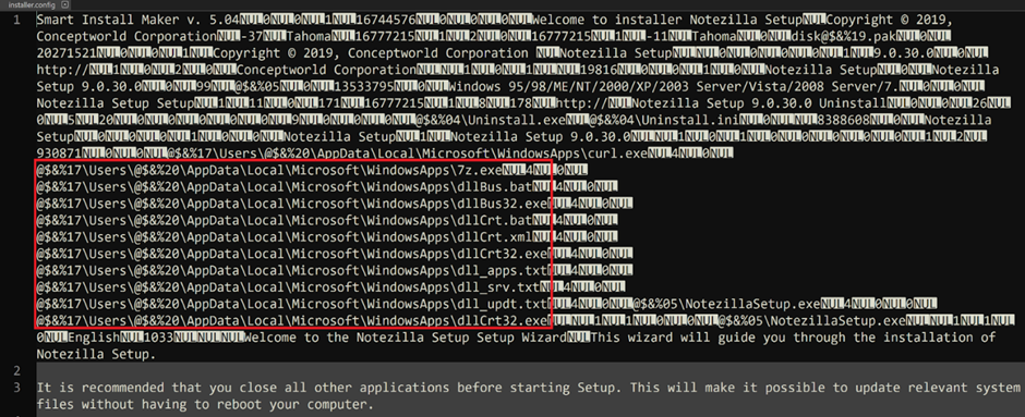 Contents of installer.config