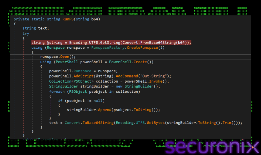 In-process PowerShell command execution (Source: Securonix)