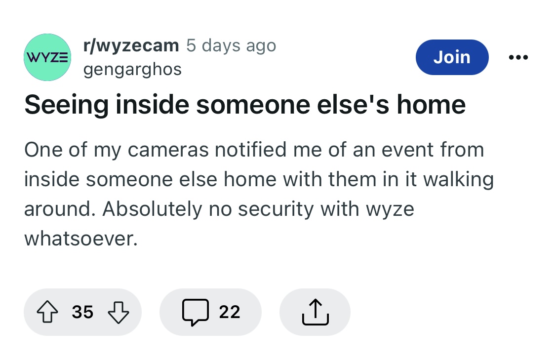 Wyze webcam Flaw