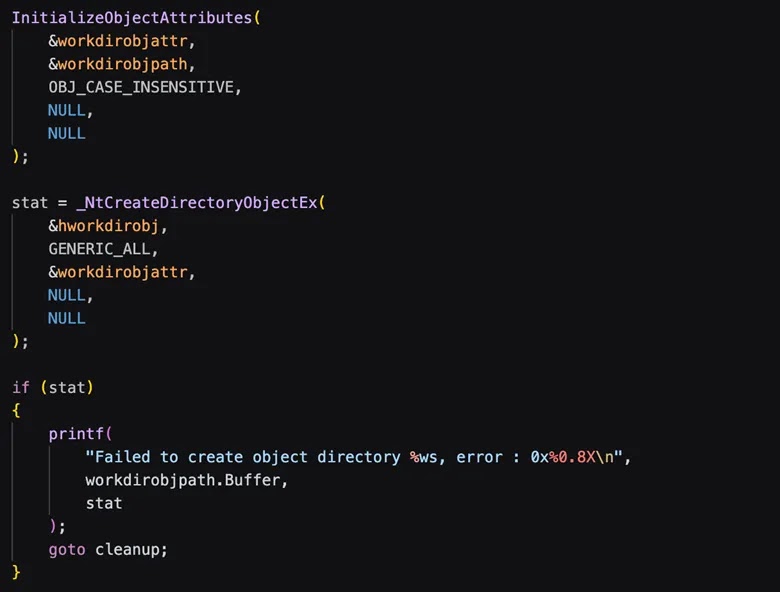Directory Object Creation Code