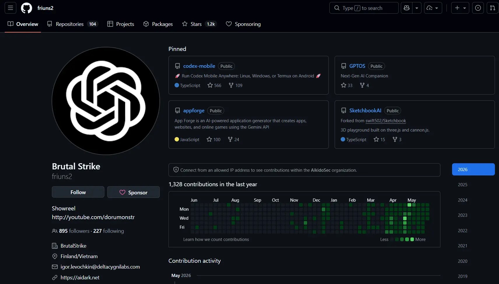 Legitimate-looking GitHub account (Source - Aikido)
