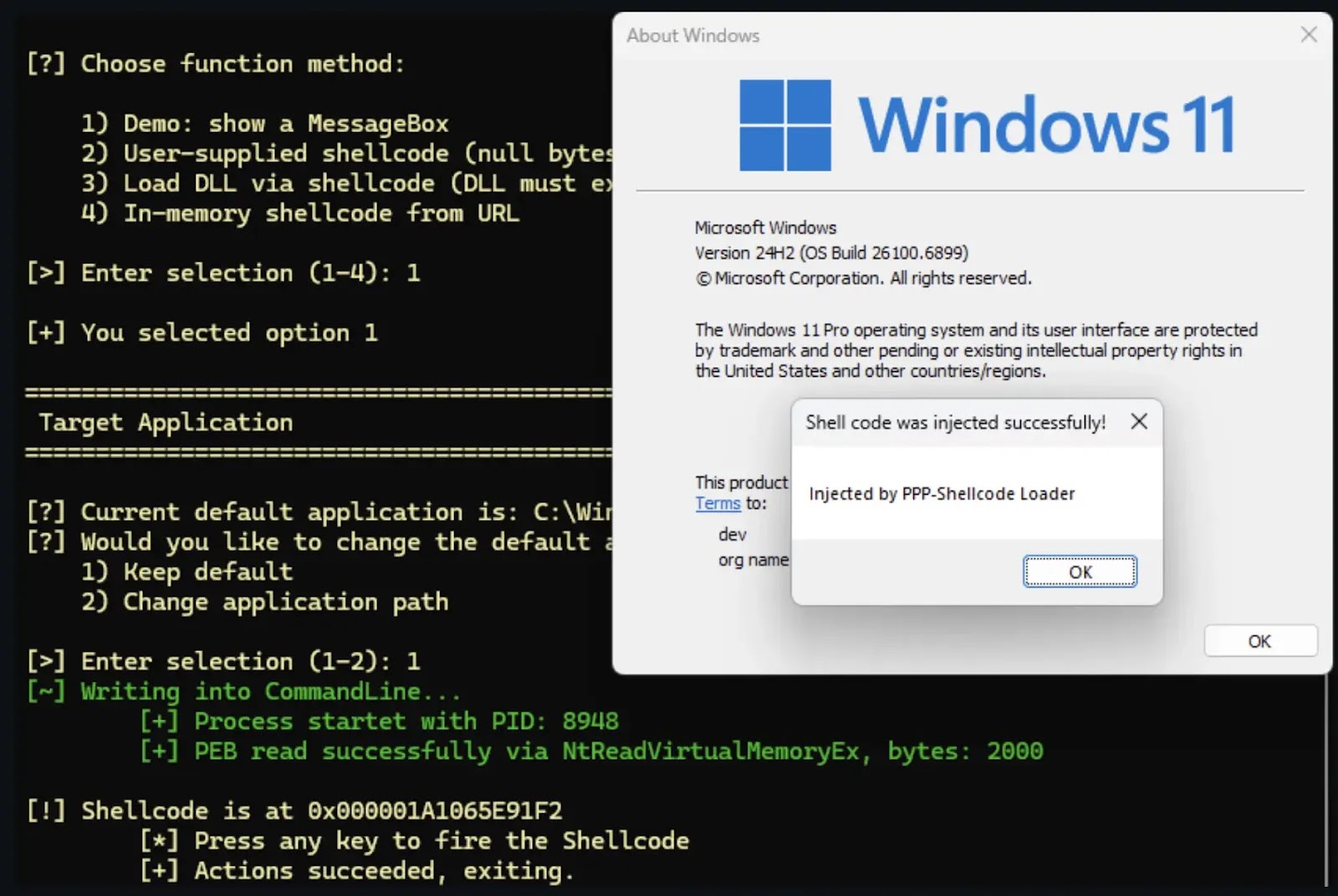 Message Box Created by Shellcode (Source - GitHub)