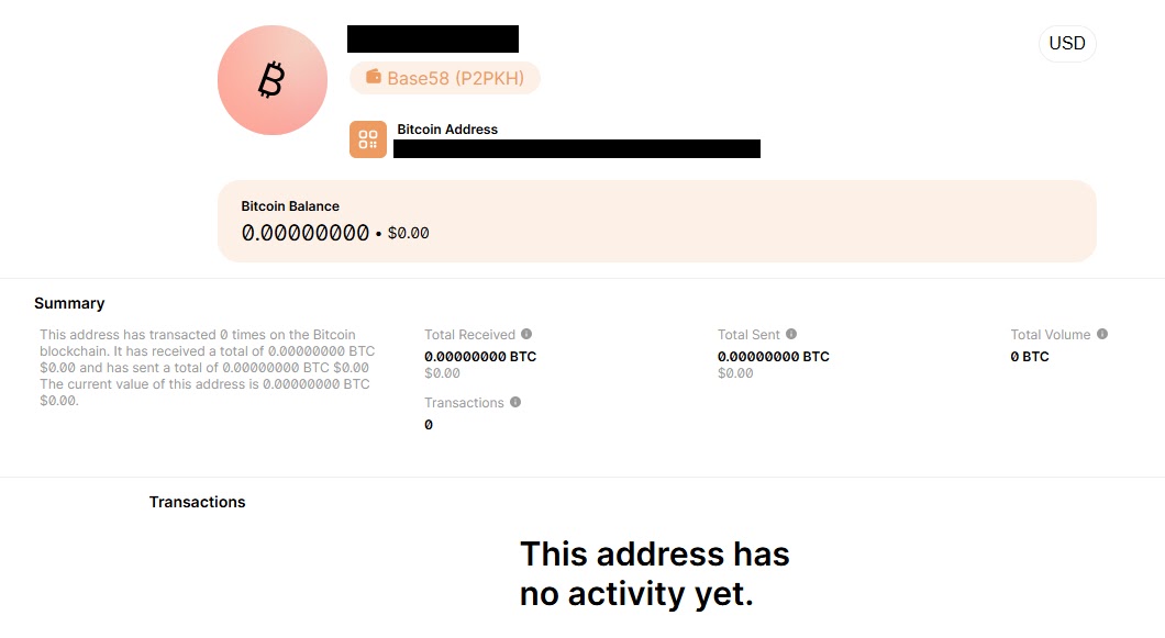 No activity on their Bitcoin address (Source - Malwarebytes)