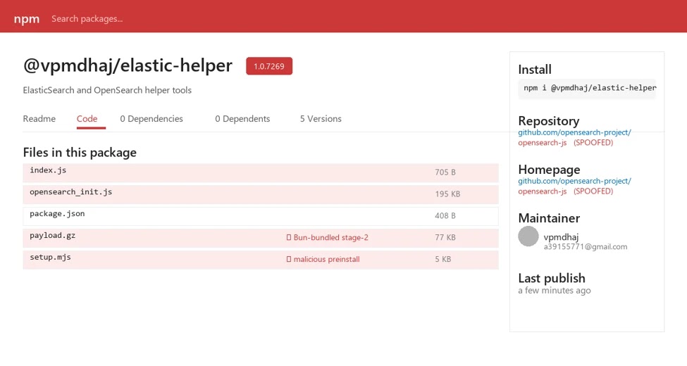 npm.js package page (Source - Microsoft)
