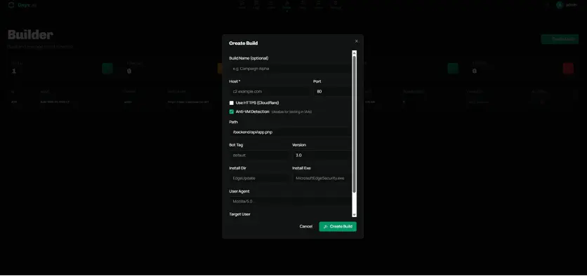 OnyxC2 builder with backend path (Source - Blackfog)