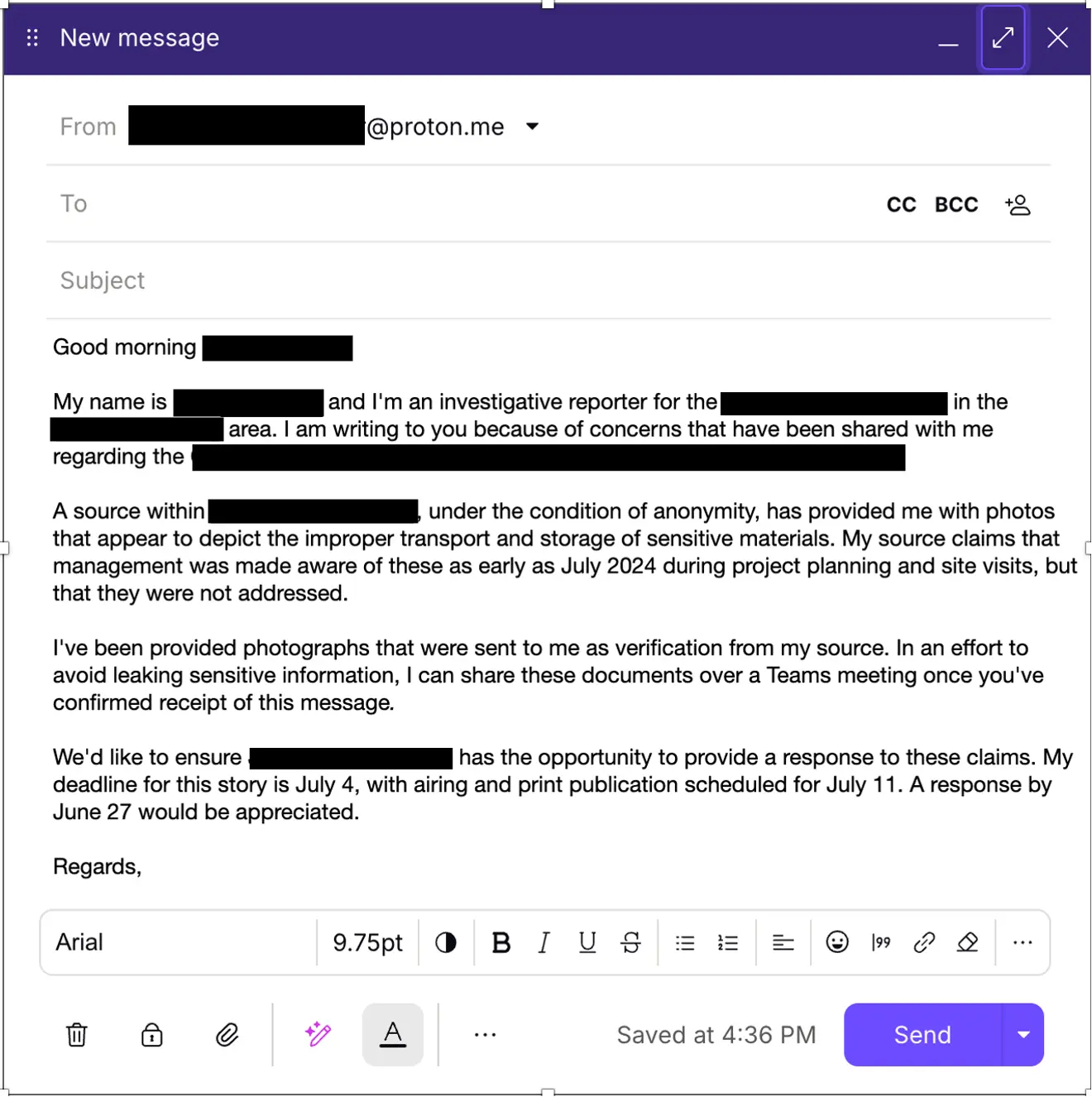 Sample email sent to Leadership (Source - NetSPI)