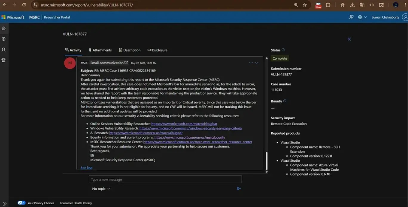 Microsoft Response to this Vulnerability(source :medium)
