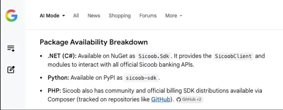 Google AI summaries legitimized the malicious Sicoob.Sdk package(source : socket)