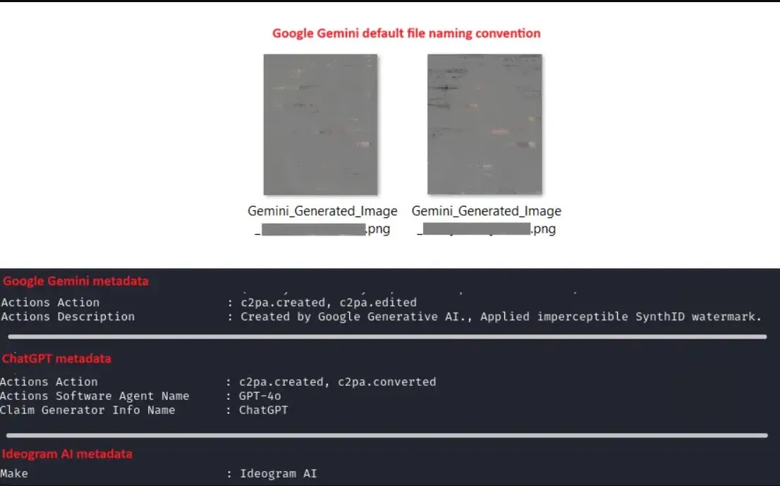  Examples of LLM markers present across images used by GREYVIBE (source : withsecure labs)