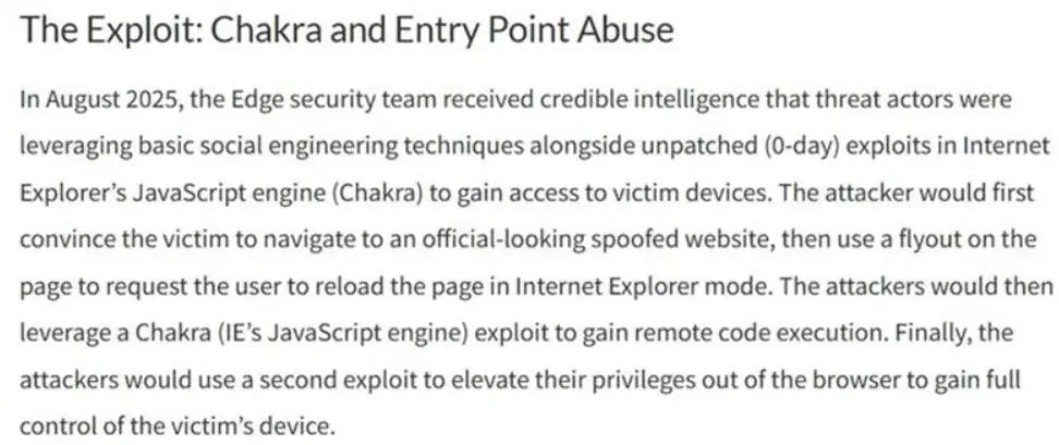 Microsoft further restricted IE Mode access in Edge after APT attacks abused social engineering tactics( source : ptsecurity)