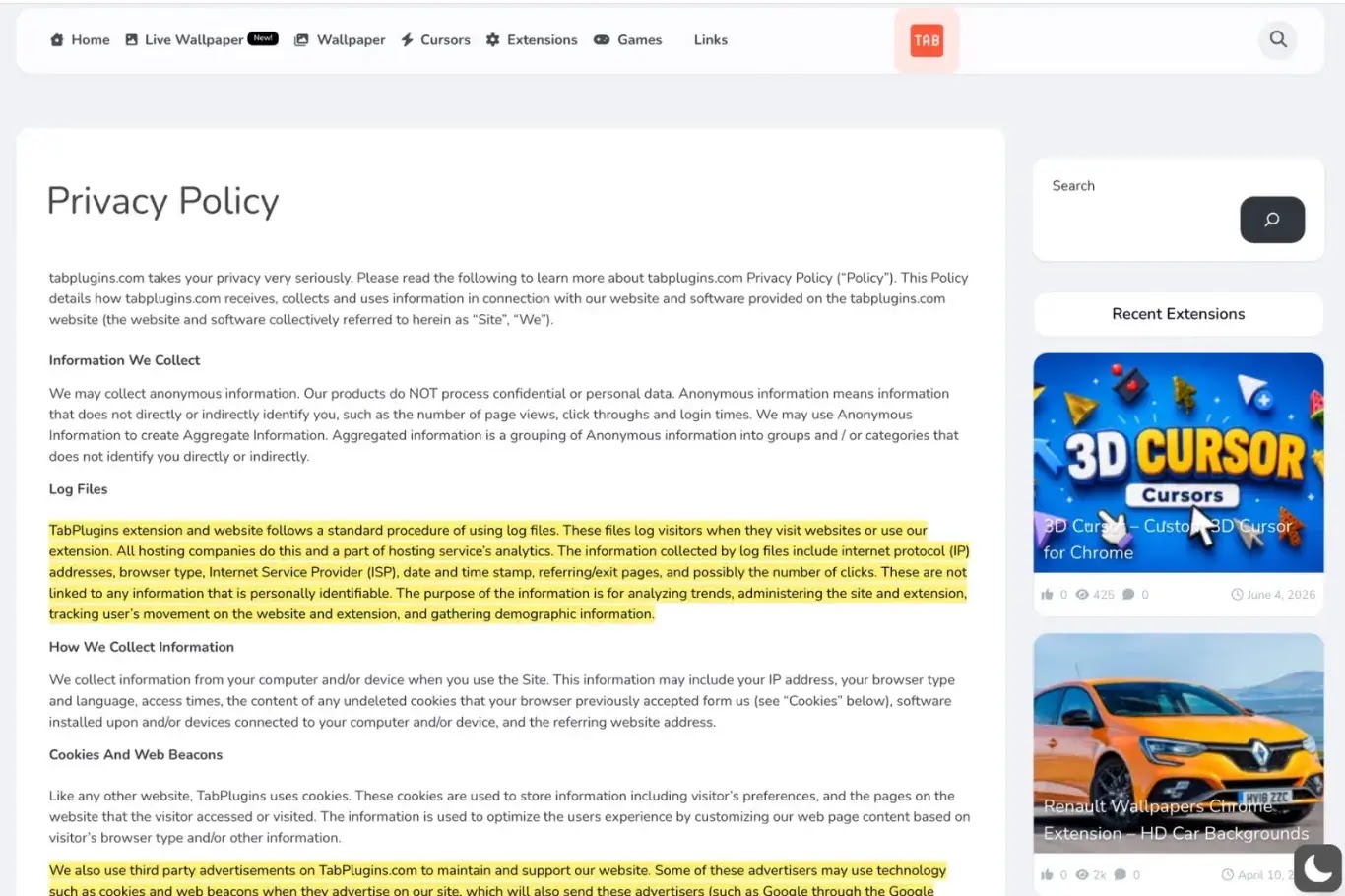 The privacy policy admits collecting IP, ISP, and click data for Google AdSense, contradicting its Chrome Web Store disclosure (source :socket )