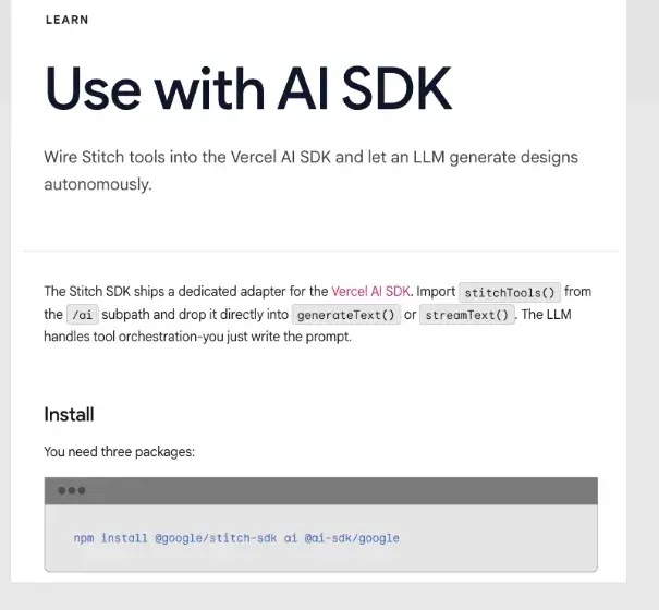 The agent checks if stitch-sdk is installed and installs it only if necessary( source : air.security )