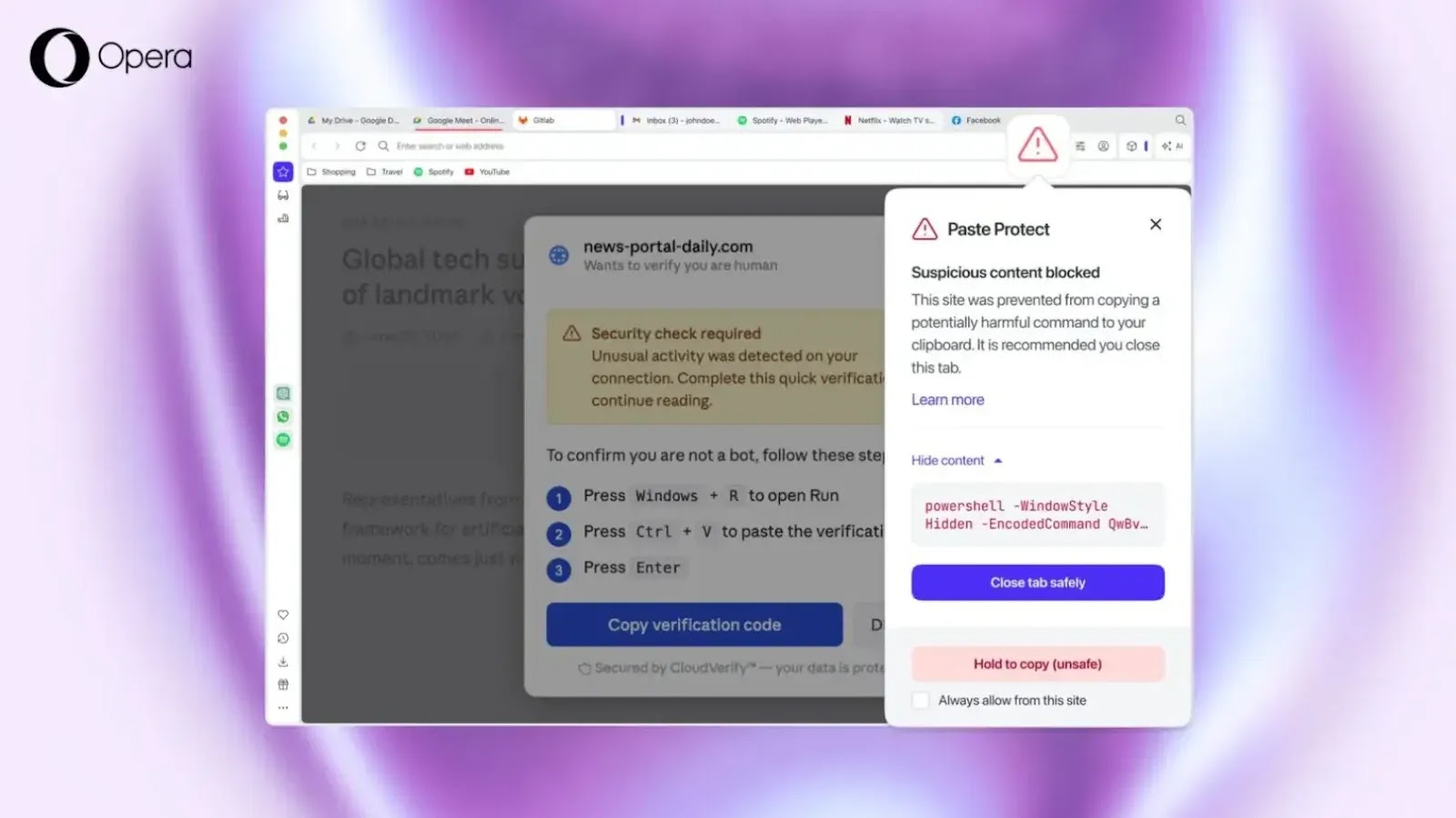 Paste Protect’s new Injection protection in action (source :opera) 