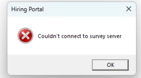 Spoofed Hiring Portal error window (Source - Unit42)