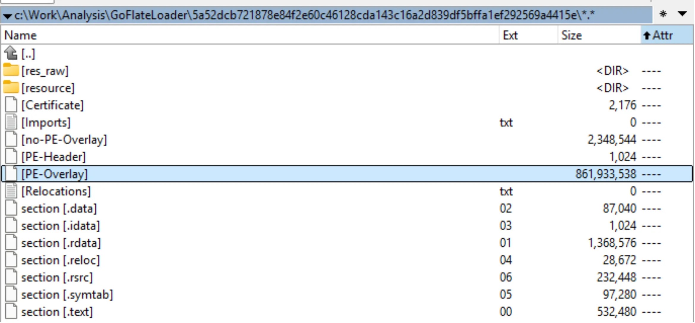 Structure of a GoFlateLoader sample highlighting a massive PE overlay (Source - Gen Digital)