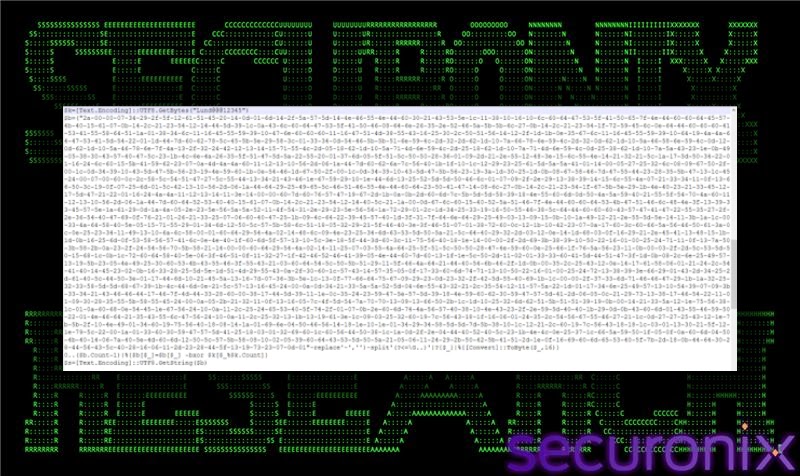 The embedded XOR-encoded payload and its runtime decryption routine (Source - Securonix)