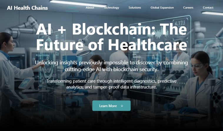 The homepage of AI Health Chains (Source - Expel)